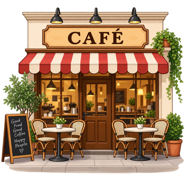 Storefront Courtyard Cafe Free Clipart PNG | Transparent Background