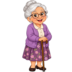 old woman with walking stick free clipart transparent